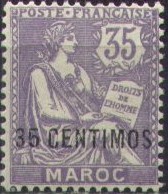 '35 CENTIMOS' on 35 c violet