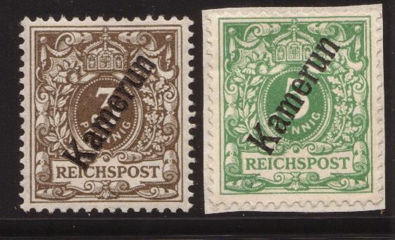 3 p brown and 5 p green