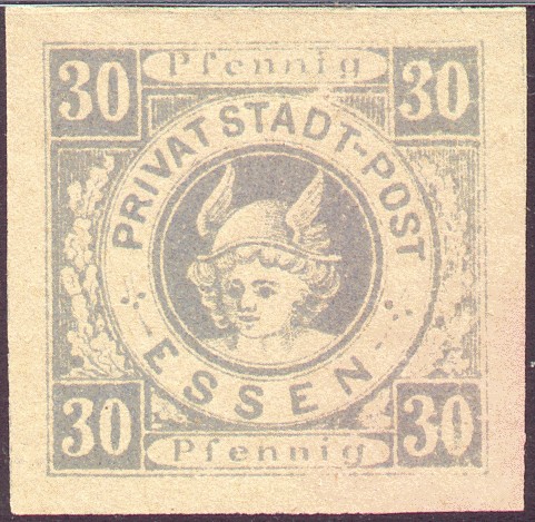 30 p grey "Head of Hermes", imperforated