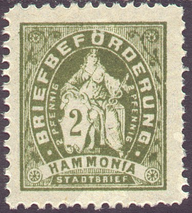 2 p olive "Hammonia Stadtbrief", Breslau issue