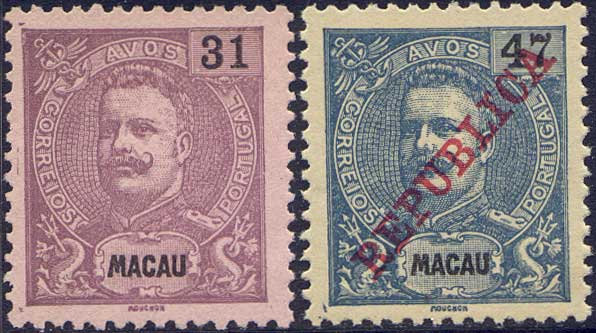 31 a lilac on red and 'REPUBLICA' overprint