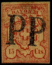 15 Cts red "PP" cancel